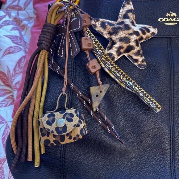 Coach Black Leather Shoulder Bag with Tassel Accents - Picture 8 of 16